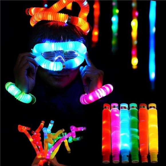 Light Up Pop Tubes Party Favors Sensory Fidget Toys for Kids 4-8-12, 6PCS Sticks - Picture 4 of 6